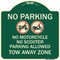 Signmission No Parking No Motorcycle No Scooter Parking Allowed Tow Away Zone Alum Sign, 18" x 18", G-1818-23704 A-DES-G-1818-23704 - alternate 1